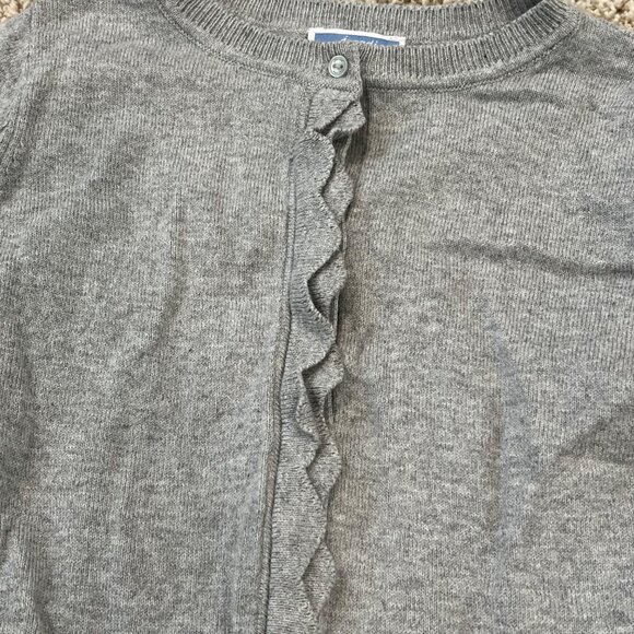 Jacadi Paris Girls 6 Gray Ruffle Button Cardigan Cotton/Cashmere Blend - Picture 3 of 5